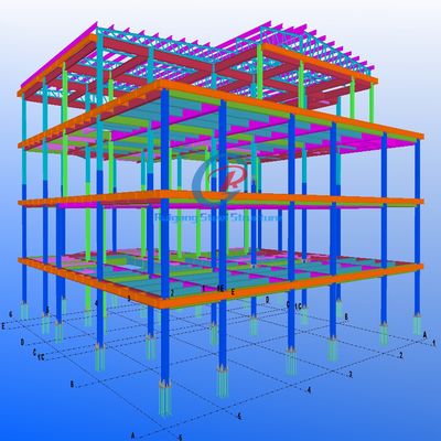 現代の多階建ての鉄鋼ビル 鉄鋼構造の工房 工場
