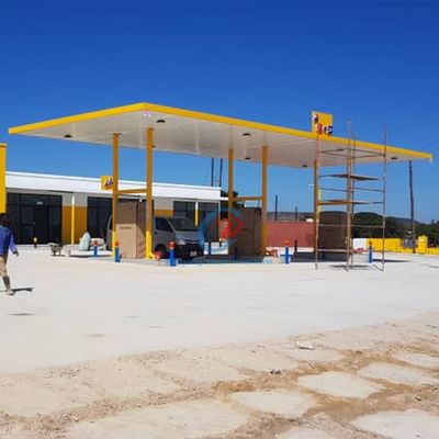 エネルギー効率の良い鋼鉄構造 ガソリンスタンド 産業用金属屋根棚